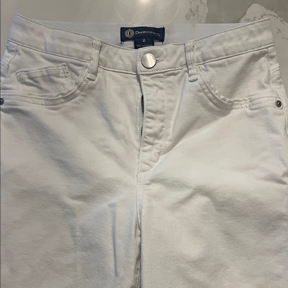 Democracy Women's High Rise White Jeans